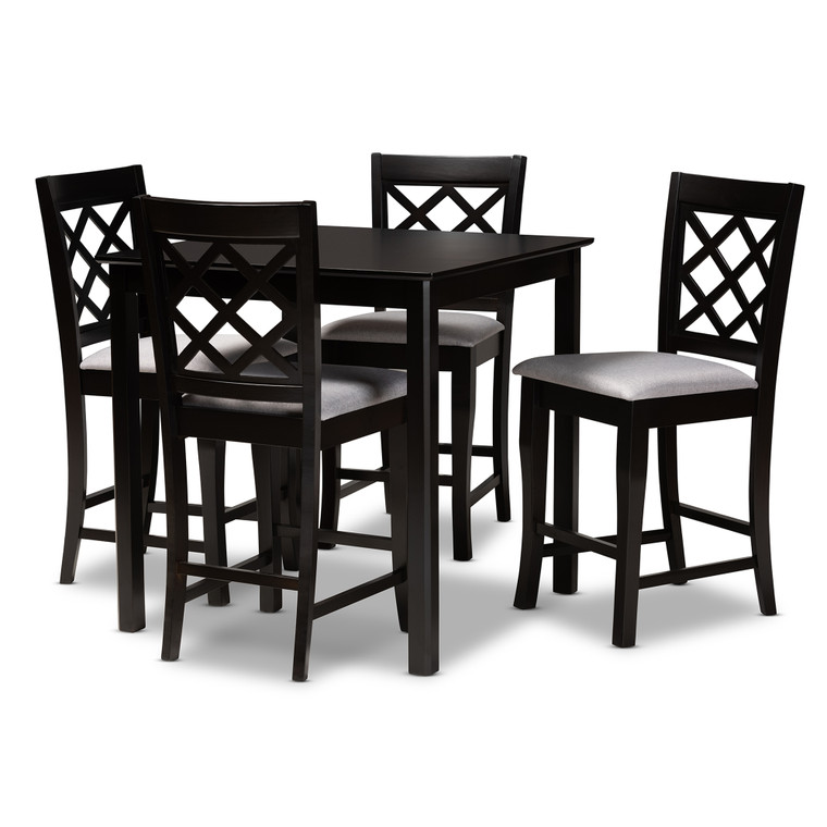 Brisa Todern and Contemporary Fabric Upholstered 5-Piece Wood Pub Set