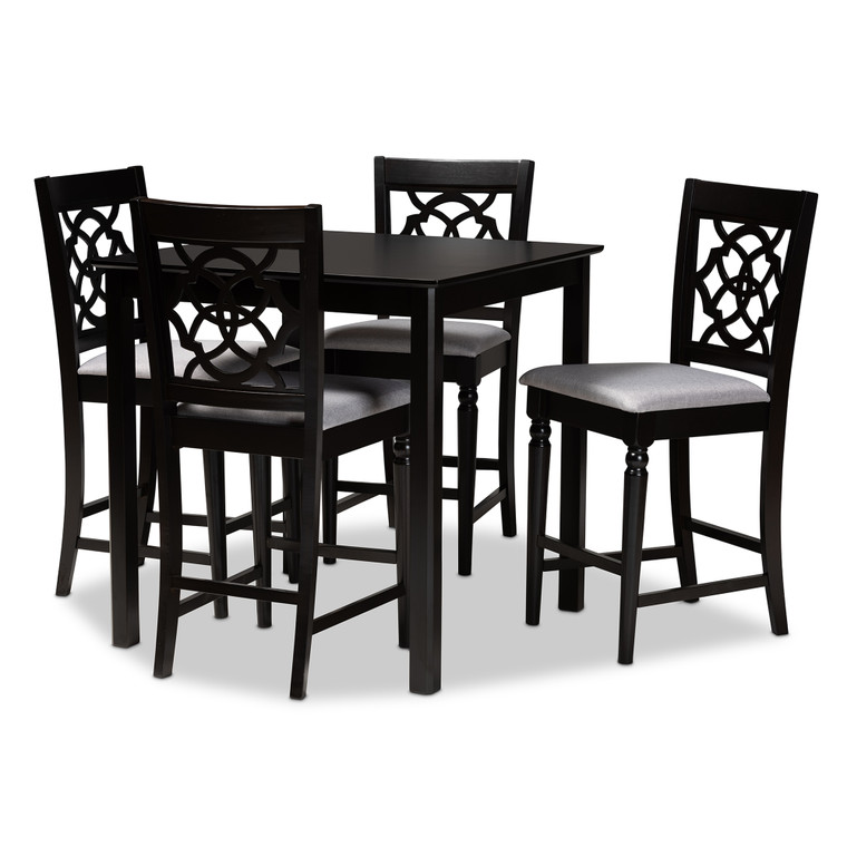 Denar Todern and Contemporary Fabric Upholstered 5-Piece Wood Pub Set