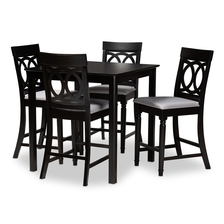 Inaver Todern and Contemporary Fabric Upholstered 5-Piece Wood Pub Set