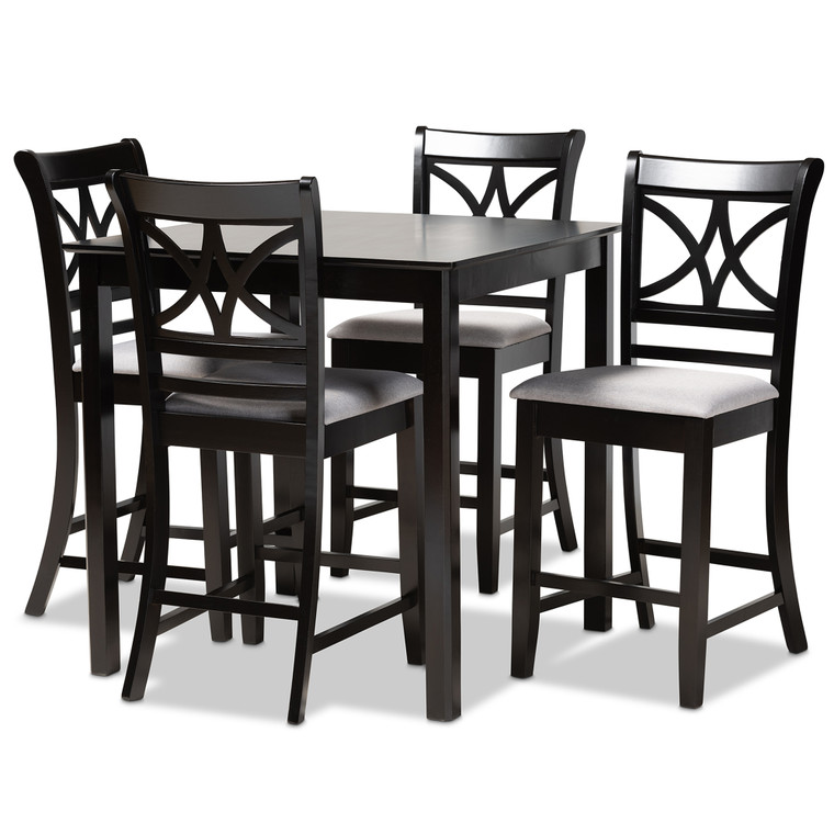 Valerio Todern and Contemporary Fabric Upholstered and 5-Piece Counter Height Pub Dining Set