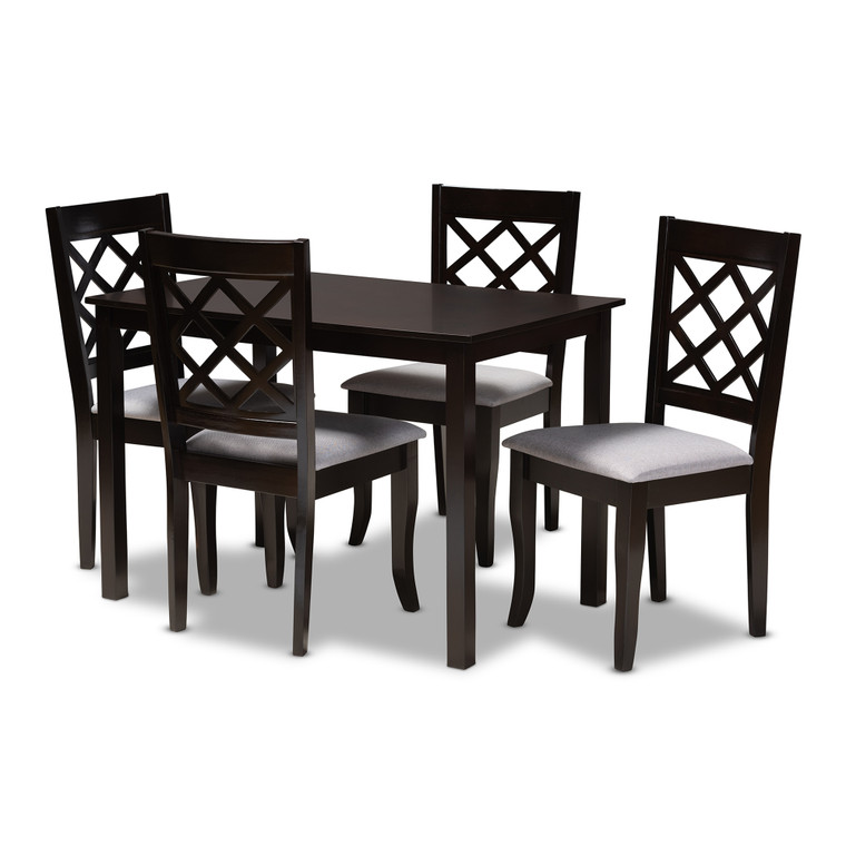 Nerve Todern and Contemporary Fabric Upholstered 5-Piece Wood Dining Set