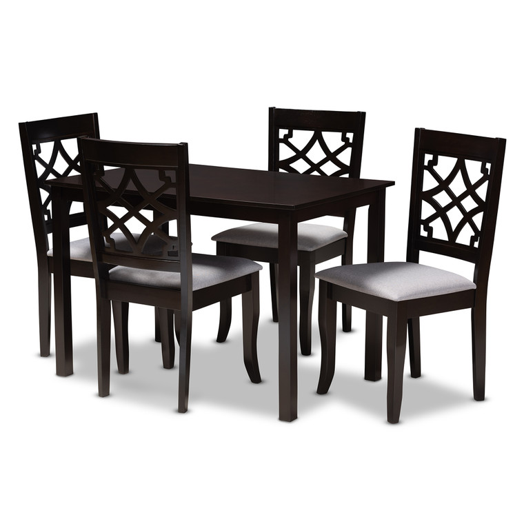 Alem Todern and Contemporary Fabric Upholstered 5-Piece Wood Dining Set