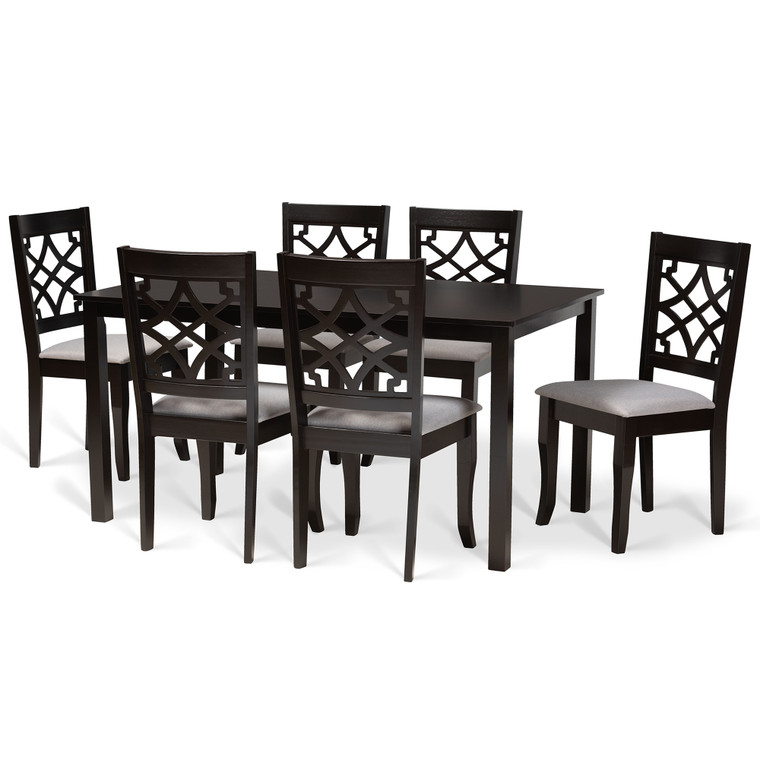 Alem Todern and Contemporary Fabric Upholstered 7-Piece Dining Set
