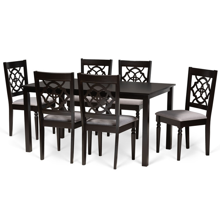 Audren Todern and Contemporary Fabric Upholstered 7-Piece Dining Set