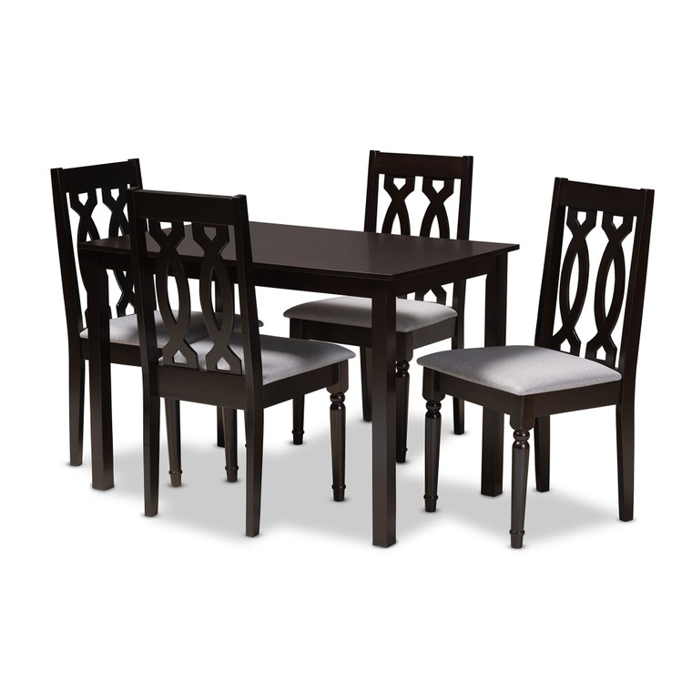 Chere Todern and Contemporary Fabric Upholstered 5-Piece Wood Dining Set