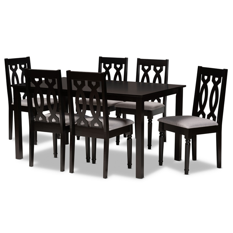 Chere Todern and Contemporary Fabric Upholstered 7-Piece Dining Set