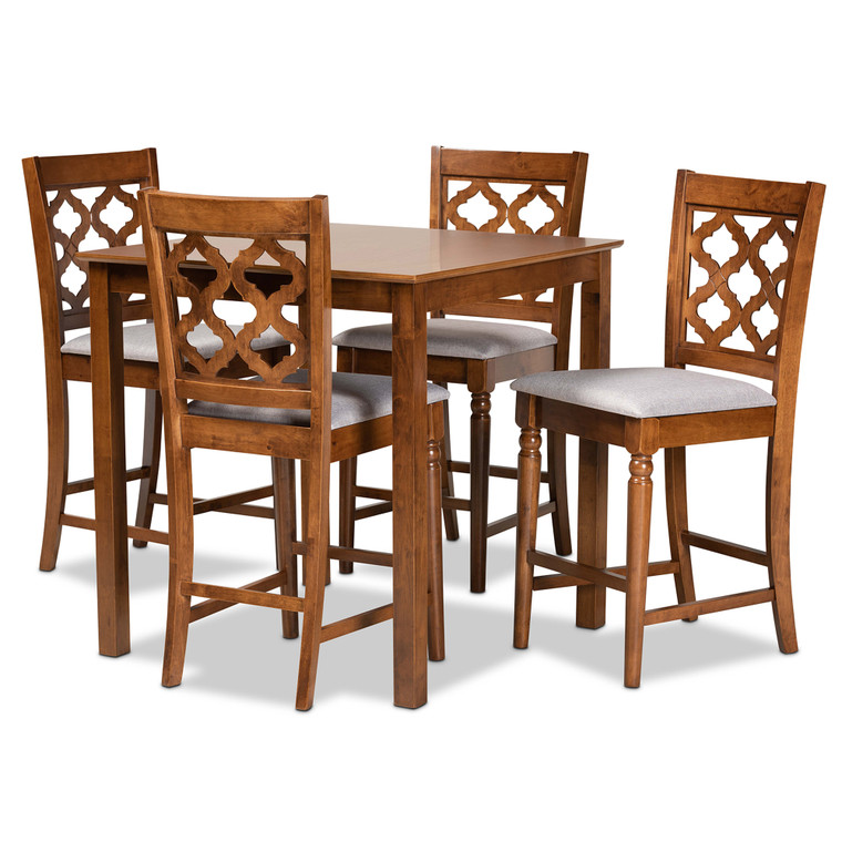 Miroram Todern and Contemporary Transitional Fabric Upholstered 5-Piece Pub Set