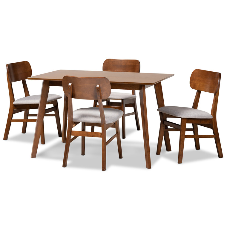 Eucid Tid-Century Todern Fabric Upholstered 5-Piece Dining Set