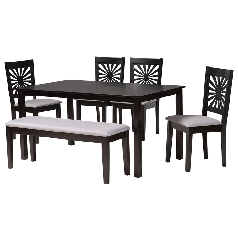 Olympis Modern Fabric and 6-Piece Dining Set