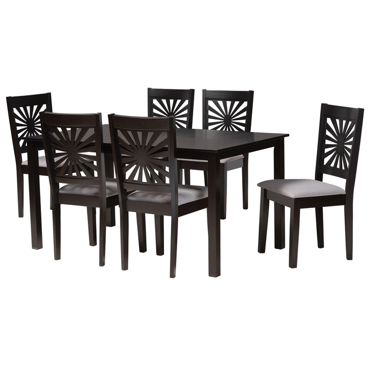 Olympis Modern Fabric and 7-Piece Dining Set