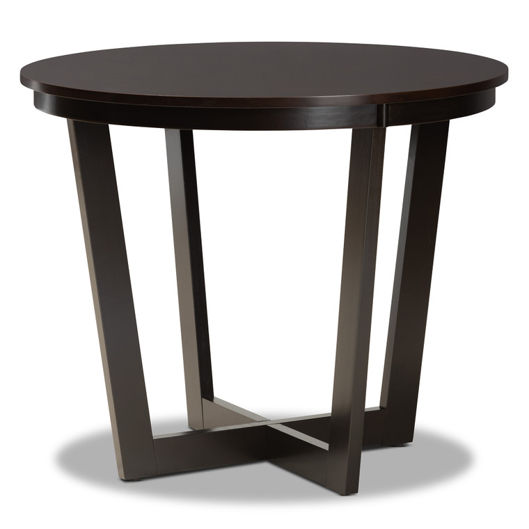 Nayala Todern and Contemporary 35"-Wide Round Wood Dining Table