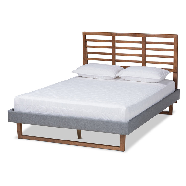 Anir Modern and Contemporary Fabric Upholstered and Ash Platform Bed