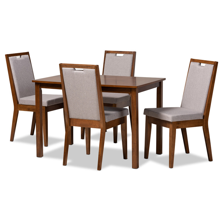 Saro Modern and Contemporary Fabric Upholstered 5-Piece Dining Set