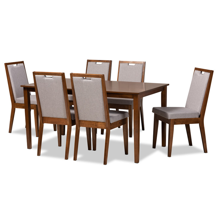 Saro Modern and Contemporary Fabric Upholstered 7-Piece Dining Set