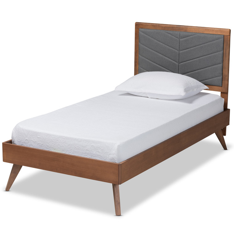 Zore Mid-Century Modern Fabric Upholstered Platform Bed
