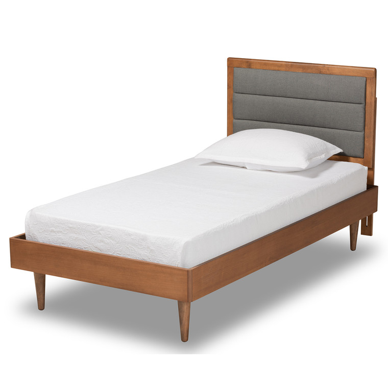 Neres Mid-Century Modern Fabric Upholstered Platform Bed