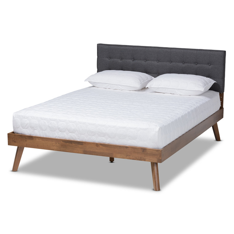 Wyla Mid-Century Modern Fabric Upholstered Platform Bed