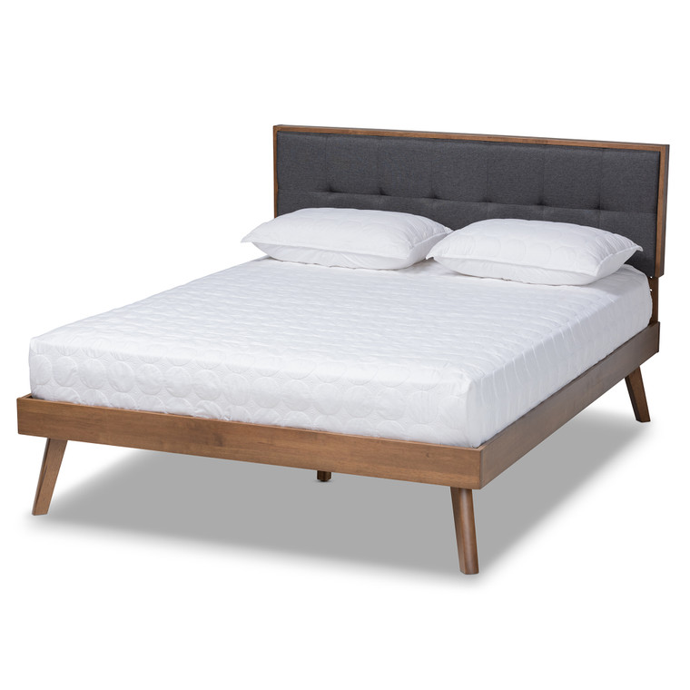 Thora Mid-Century Modern Fabric Upholstered Platform Bed