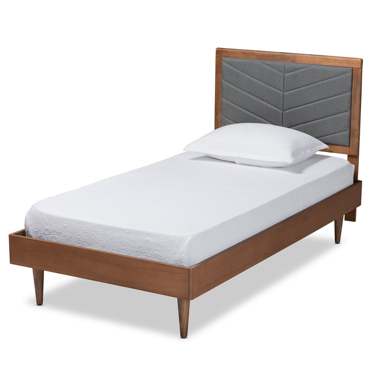 Shata Mid-Century Modern Fabric Upholstered Platform Bed