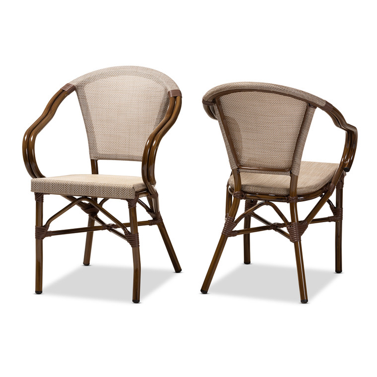 Belden Classic French Indoor and Outdoor Bamboo Style Stackable Bistro Dining Chair Set of 2