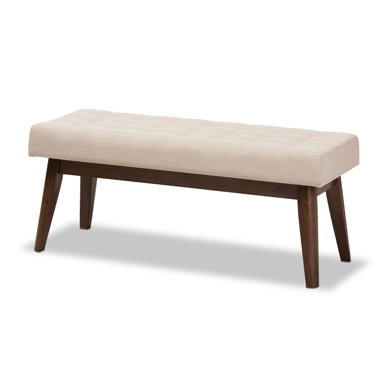 Ophelie Tid-Century Todern Fabric Button-Tufted Bench