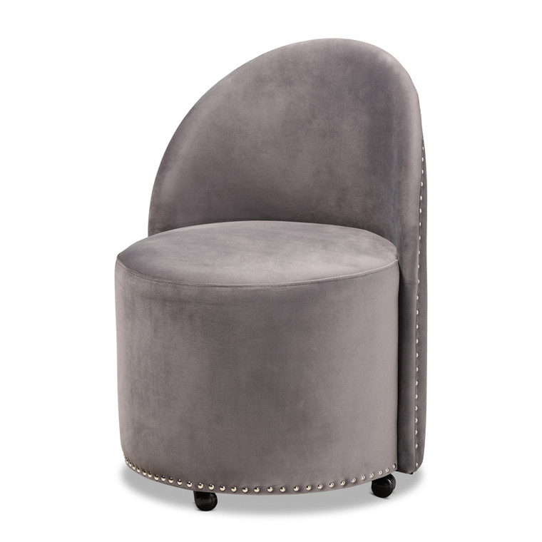 Upwood Glam and Luxe Velvet Fabric Upholstered Rolling Accent Chair