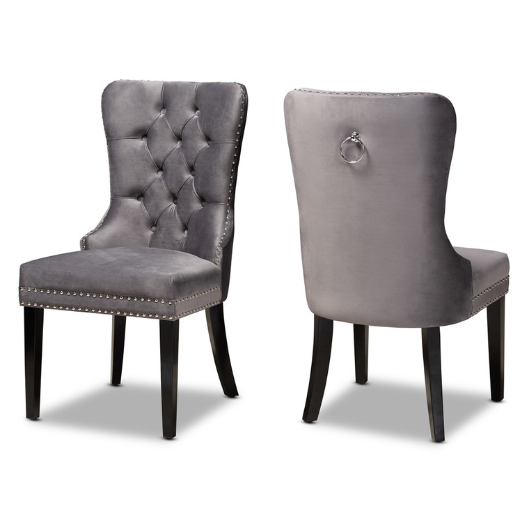Myer Todern Transitional Velvet Fabric Upholstered Finished 2-Piece Wood Dining Chair Set Set