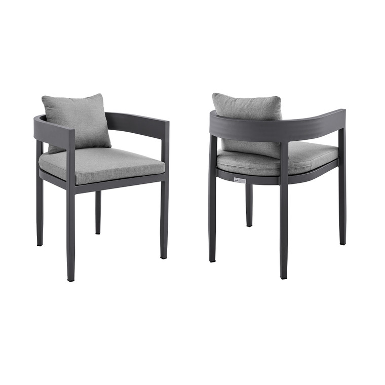 Argiope Outdoor Patio Dining Chairs with Gray Cushions | Set of 2