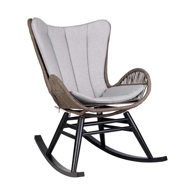 Fanny Outdoor Patio Rocking chair in Eucalyptus Wood and Rope