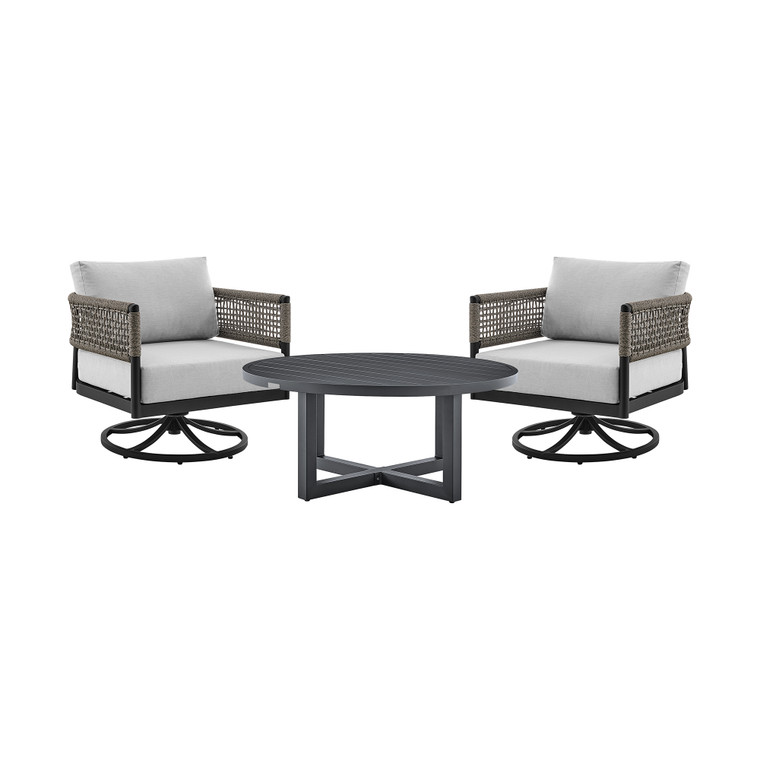 Felicia and Argiope 3 Piece Patio Outdoor Swivel Seating Set