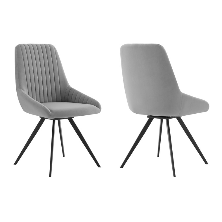 Alison Swivel Gray Velvet Dining Room Chairs | Set of 2