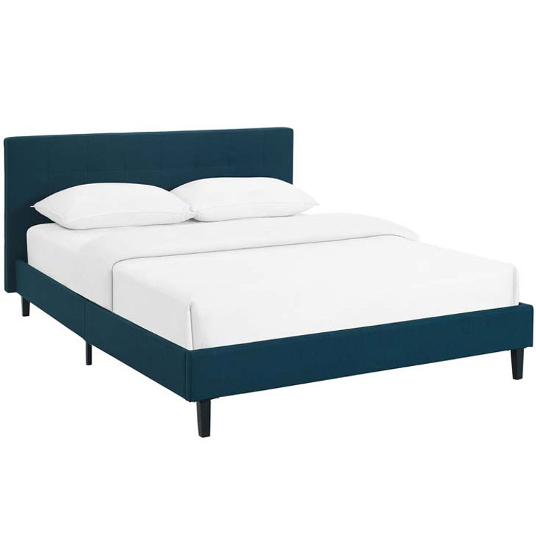 Langley Fabric Platform Bed | Azure