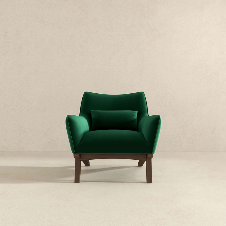 Braden Mid Century Modern Dark Green Velvet Armchair