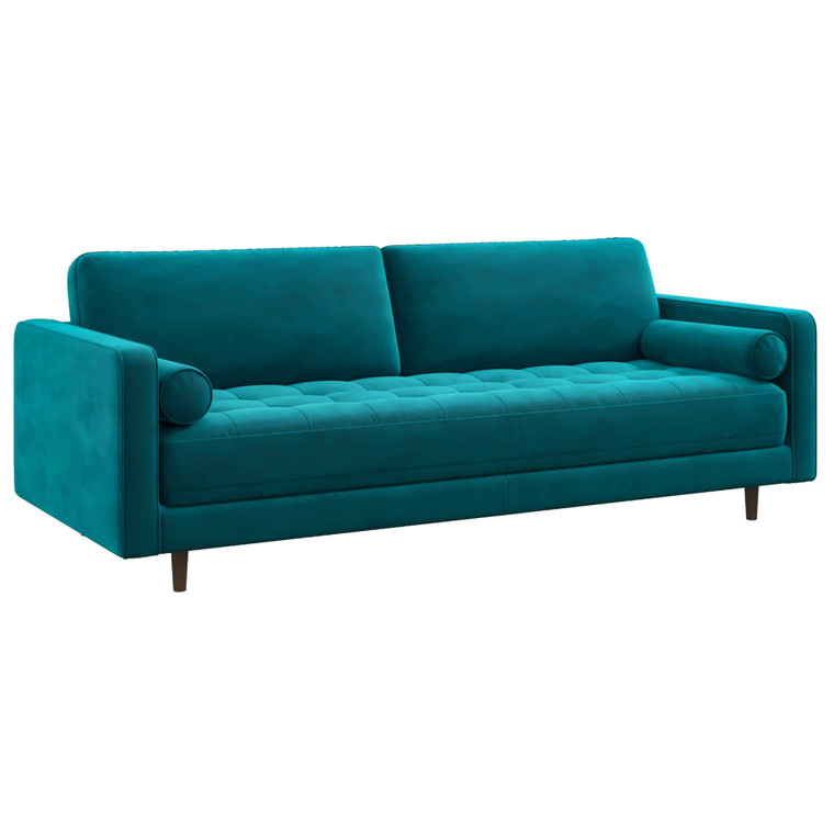 Antony Mid-Century Modern  Teal Velvet Sofa