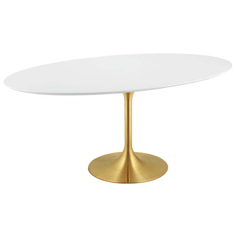 Odyssey 78'' Oval Dining Table | Gold + White