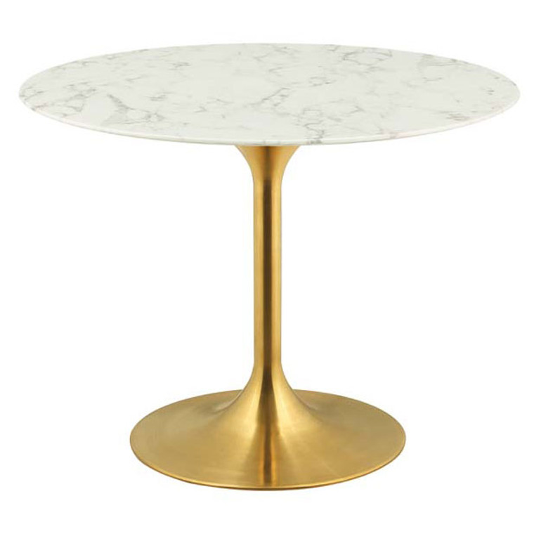 Odyssey 40'' Round Dining Table | Gold + Artificial Marble