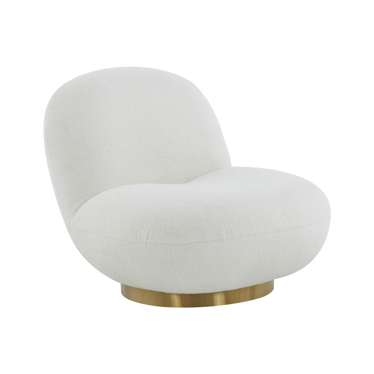 Emeraldy White Boucle Swivel Chair