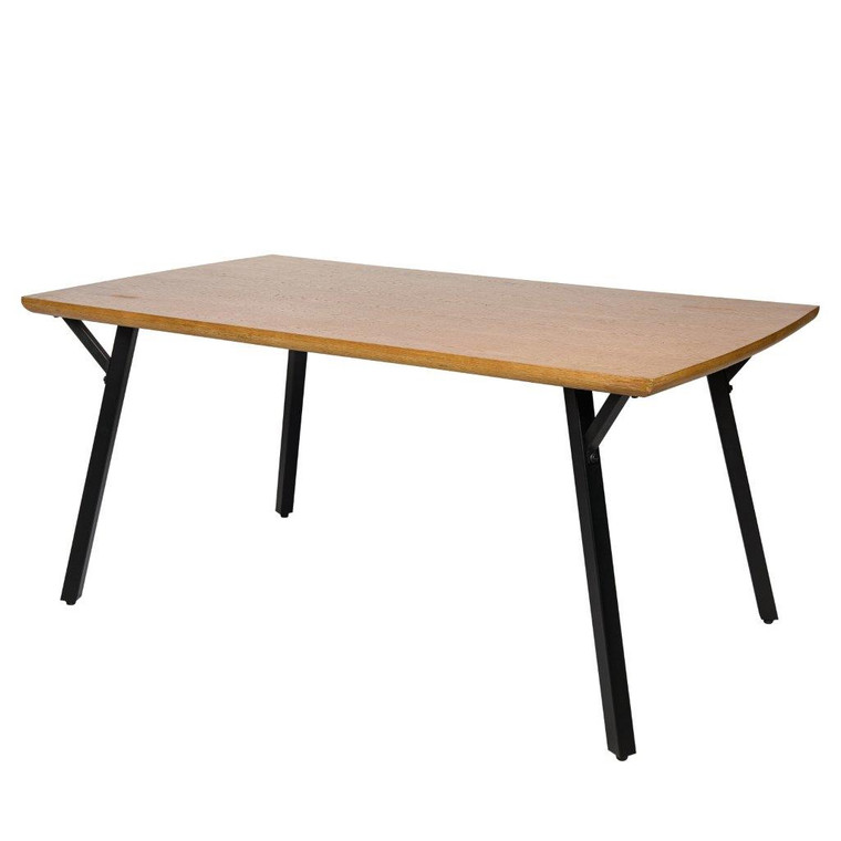 Ravendale Modern Rectangular Wood 63" Dining Table With Metal Y-Shaped Joint Legs