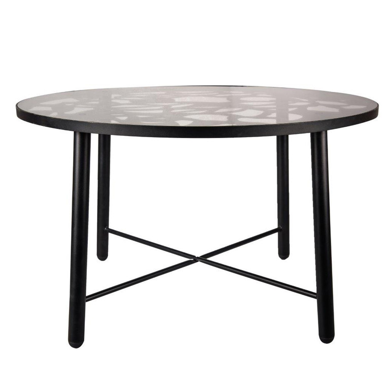 Dovon Tree Design Glass Top Aluminum Base Indoor Outdoor Dining Table