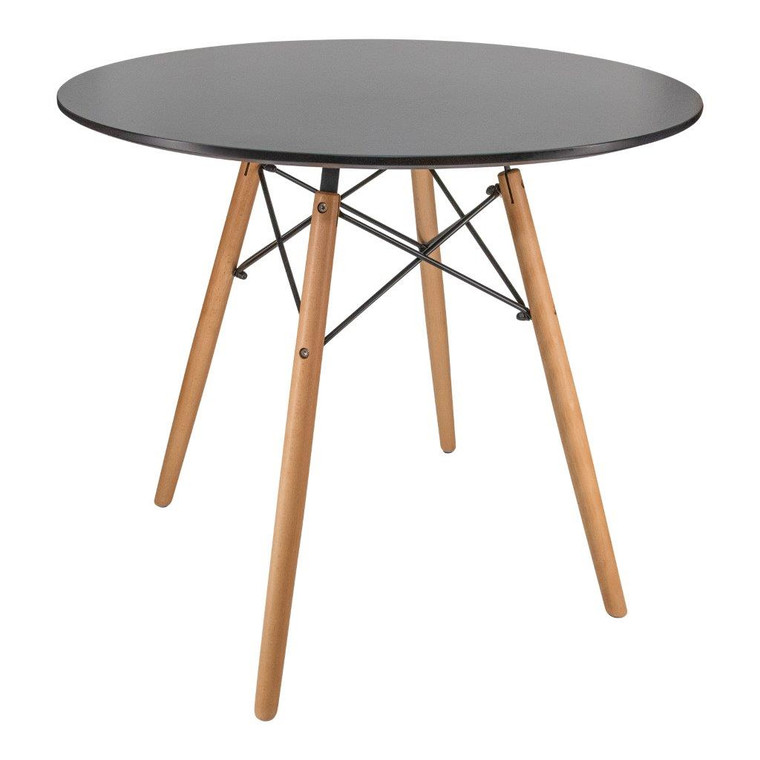 Denver Round Bistro Wood Top Dining Table W/ Natural Wood Eiffel Base