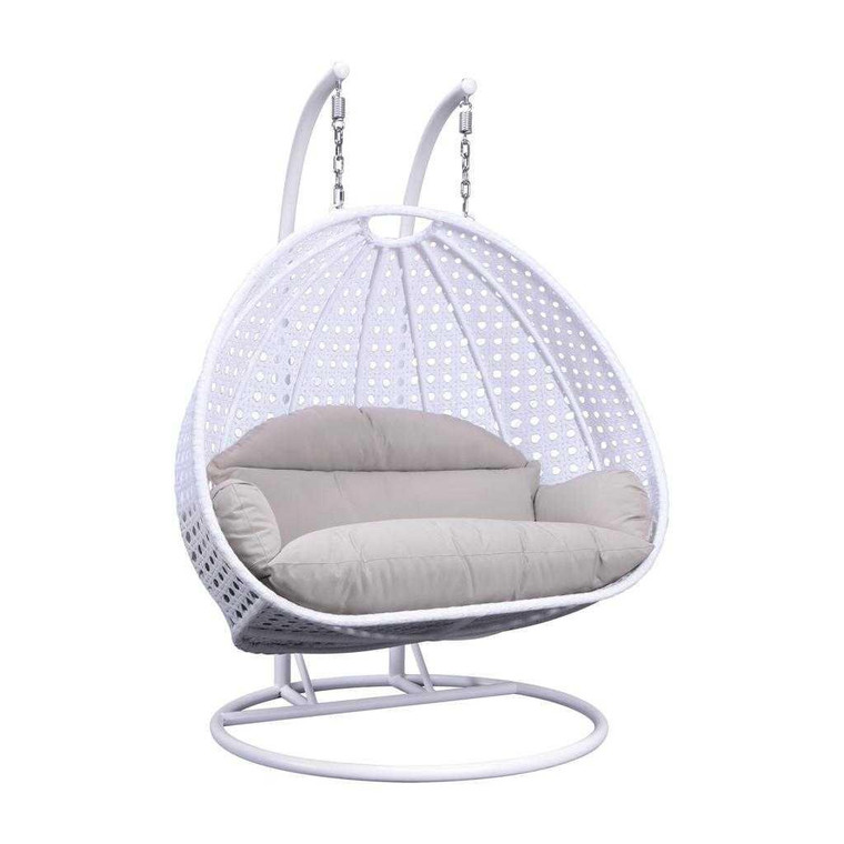 White Wisteria Hanging 2 person Egg Swing Chair