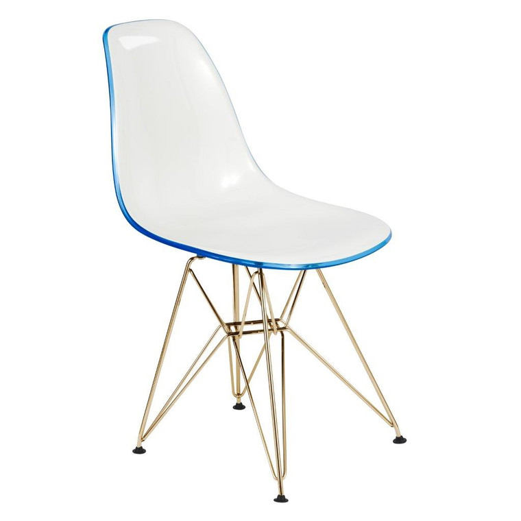 Cressco Molded 2-Tone Eiffel Side Chair with Gold Base