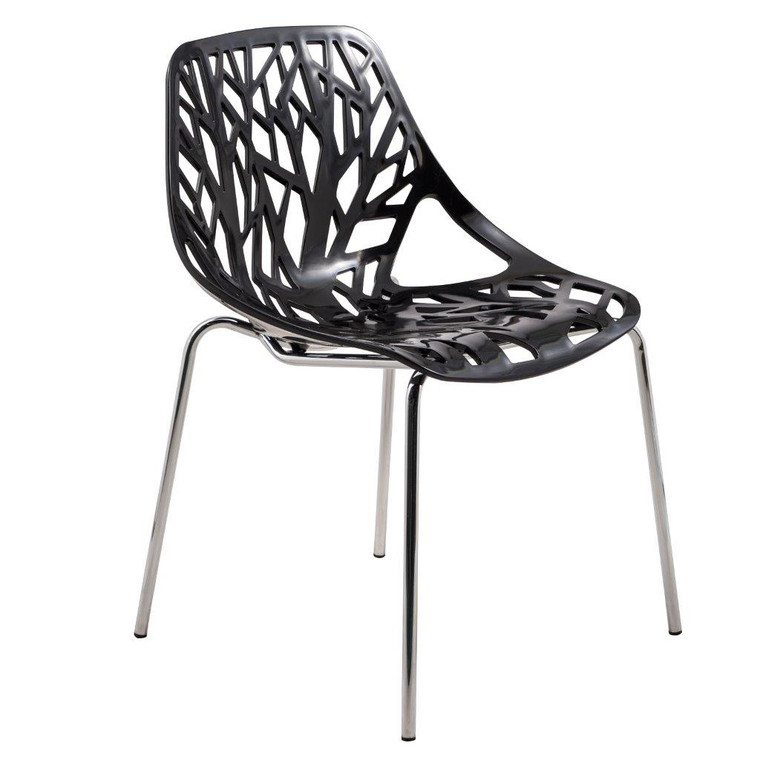Modern Asbey Dining Chair w/ Chromed Legs