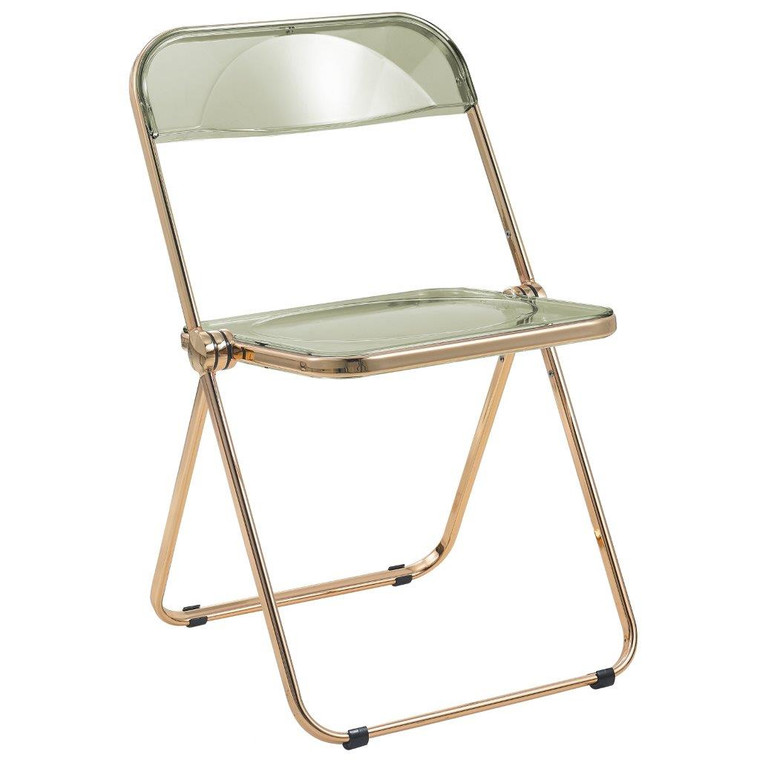 Lindon Acrylic Folding Chair With Gold Metal Frame