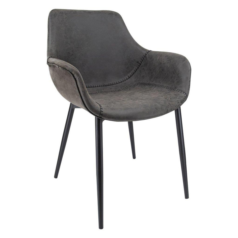 Marklea Modern Leather Dining Arm Chair With Metal Legs