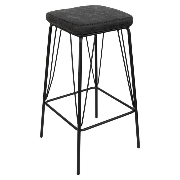 Millardina Leather Bar Stool With Metal Frame