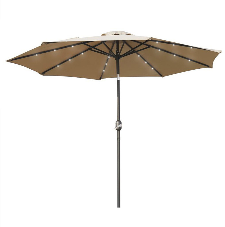 Siela Modern 9 ft Steel Market Patio Umbrella With Solar Powered LED & Tilt