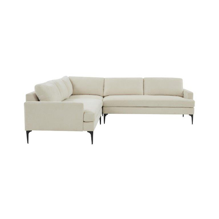 Serenade Cream Velvet L-Sectional with Black Legs