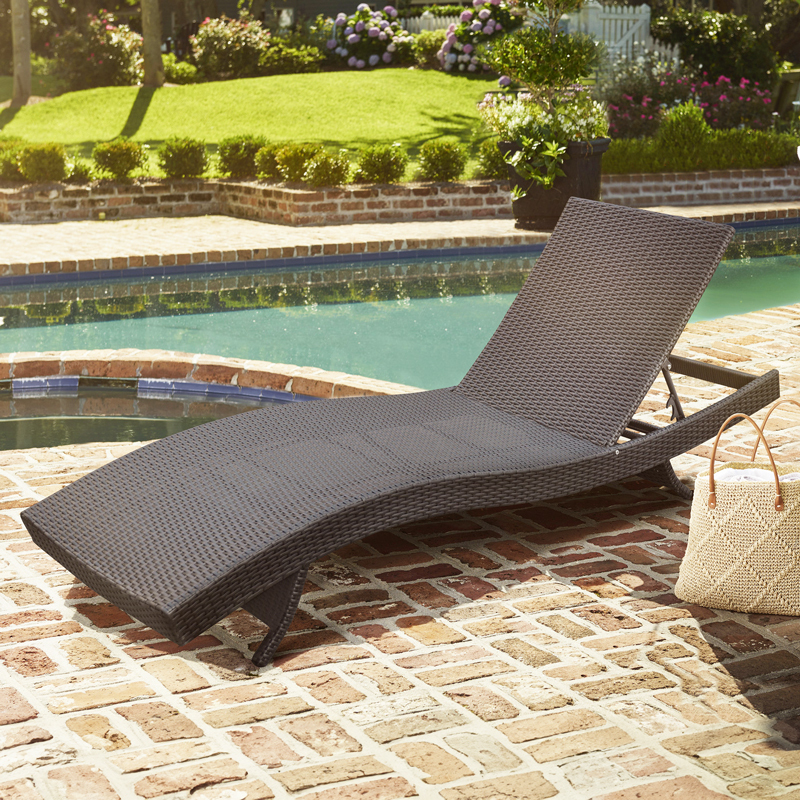 Cabana Outdoor Adjustable Wicker Chaise Lounge Chair