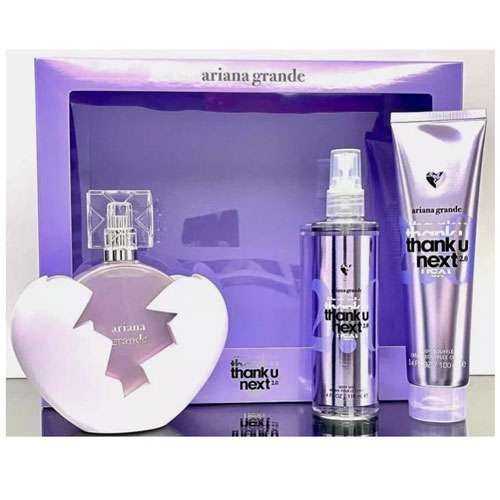 SET ARIANA GRANDE THANK U NEXT 2.0 WOMEN  ( 3 PC )3.4 OZ  EDP SP / 3.4 OZ BODY SOUFFLE / 4.0 OZ BODY MIST / 810101504679